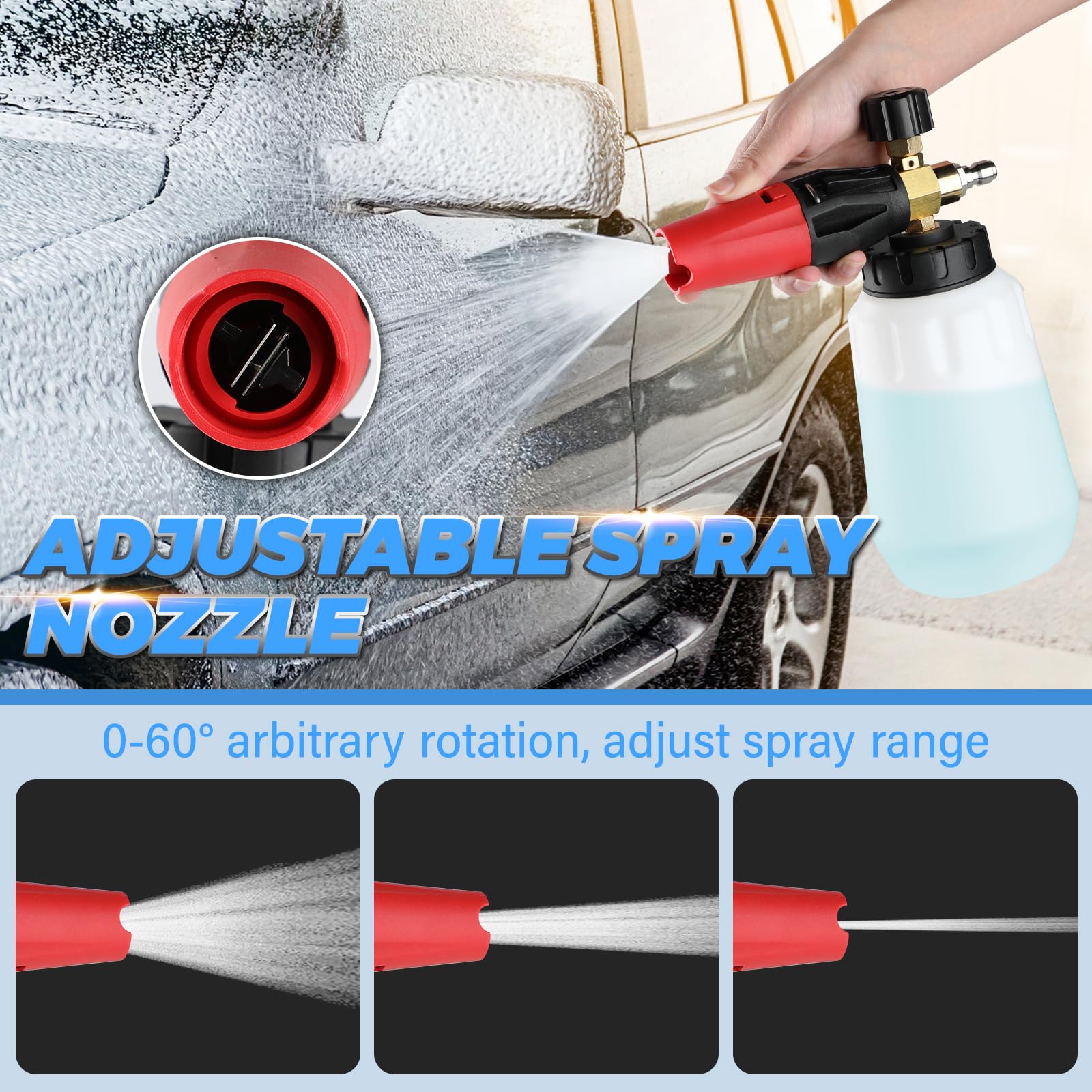 Car Detailing Kit Foam Cannon - Heavy Duty Foam Wash Gun, Wide Neck ...