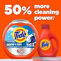 Vista 6 de Tide Odor Defense + Oxi Cápsulas de Detergente para Ropa, Aroma Original, 32 Unidades, Luchador Avanzado contra Olores + Manchas