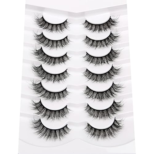 Miniatura 182 de Pooplunch Pestañas postizas de pelo de visón sintético, estilo de ojo de gato, paquete de pestañas postizas naturales esponjosas, paquete múltiple