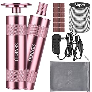 Electric Foot File Callus Remover, 2-in-1 Nail Grinder, Adjustable Speed, 60 Sandpaper Discs, Rose Gold
