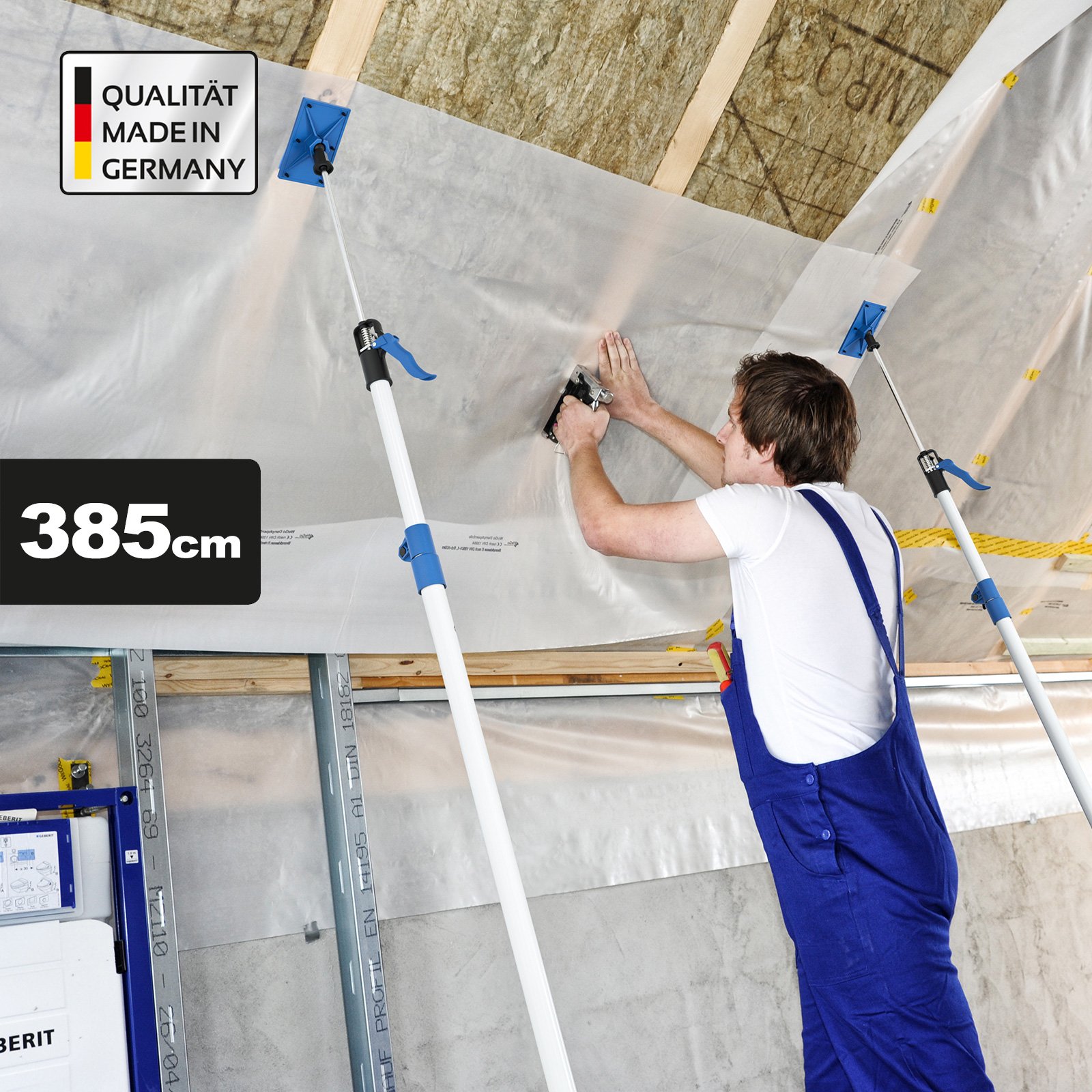 PROFISPANN XXL Deckenstütze – 169–350 Cm, Max. 70 Kg, Made In Germany, Mit Pumpgriff, Schwenkbare Platten