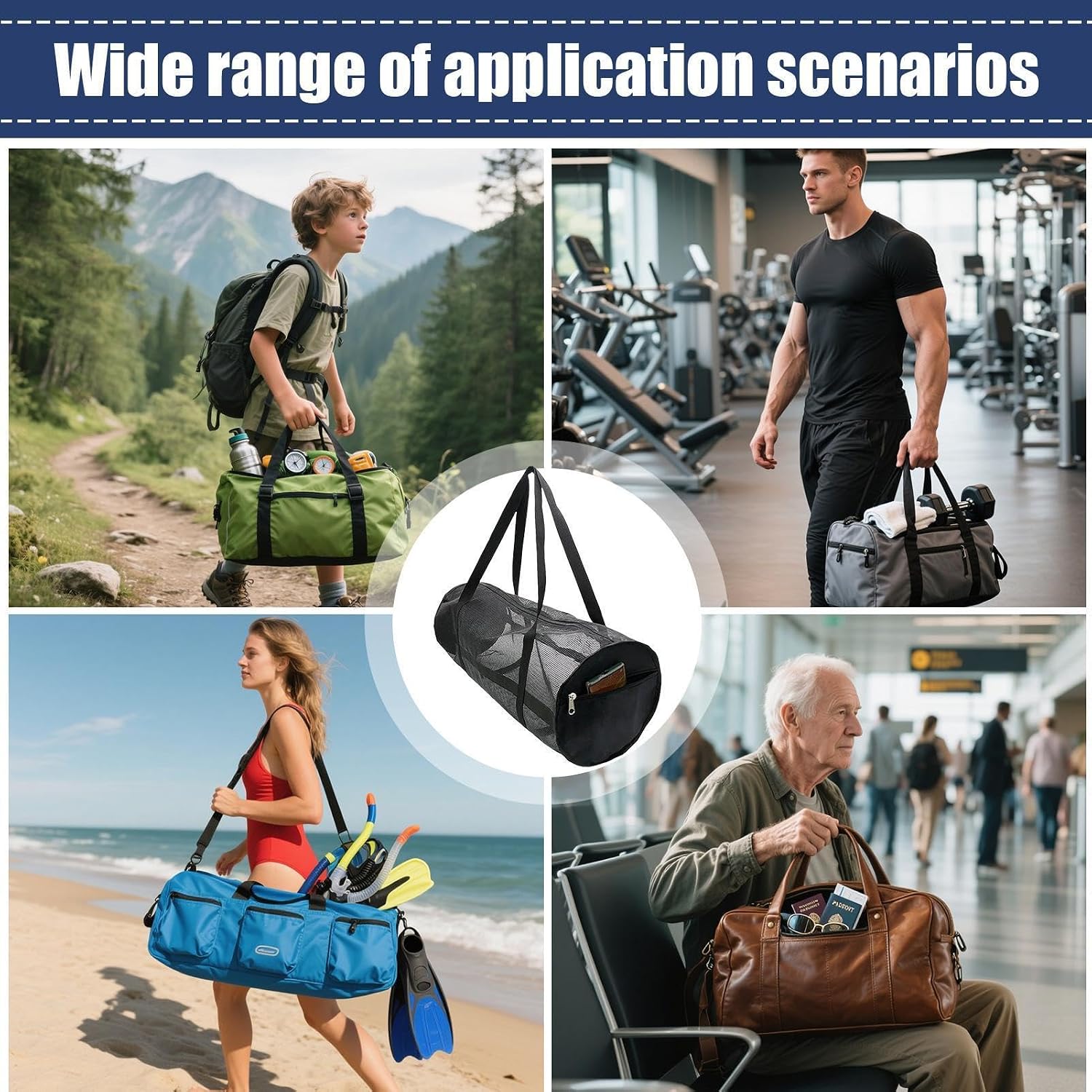 Dive Bag for Gear Mesh Duffle Bag | Duffle with Zipper Shoulder Strap for Gym Sports Pool Travel Fishing Laundry Snorkeling Swimming Beach Diving