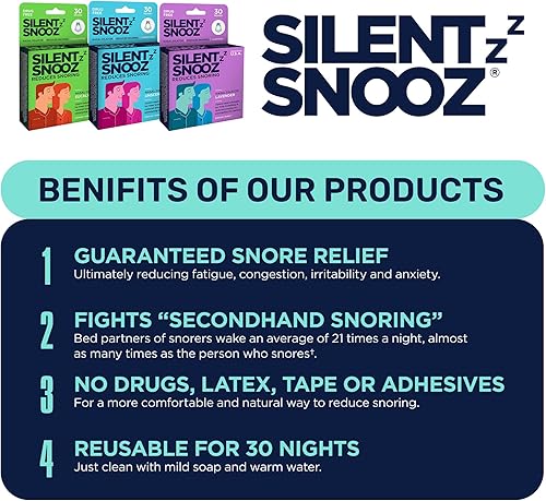 Miniatura 3 de Silent SNOOZ - Dilatador nasal antironquidos - Rejilla de nariz reutilizable con aroma a lavanda diseñada para detener los ronquidos (30 usos)