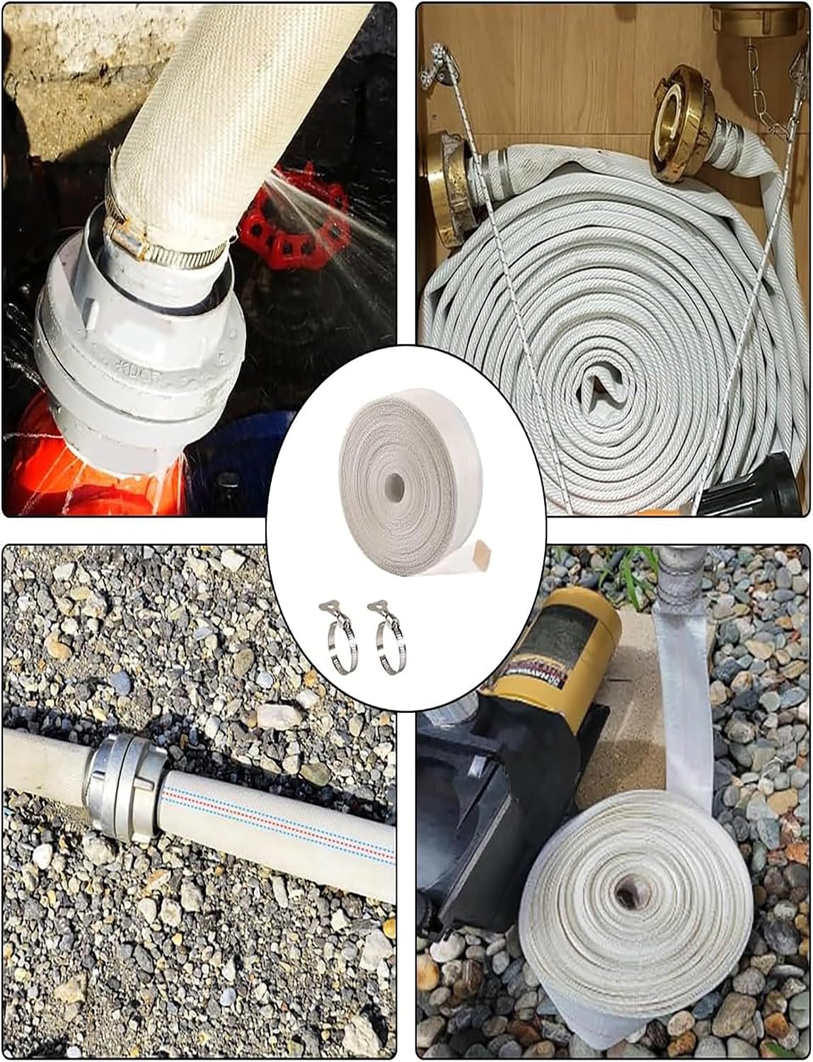 Flat Heavy Duty Backwash，1.5Inch Discharge Hose,Fire Hose，Drain Pipe for Water Transfer for Patio Garden Lawn Swimming Pool(100meter)
