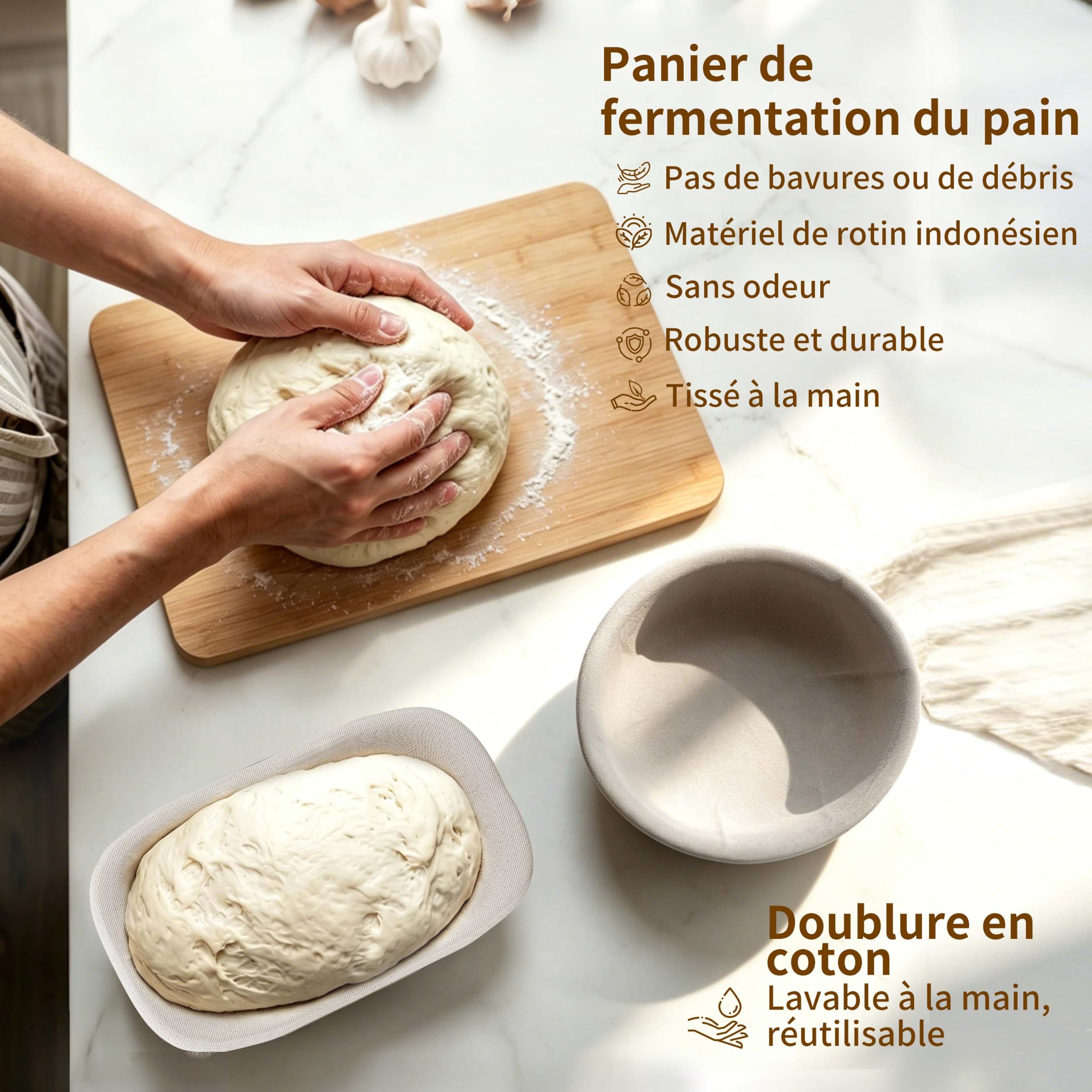 Kit de Démarrage au Levain,Kit Complet de Levain Naturel avec Bannetons en Rotin Artisanaux(rond&ovale),Pot à Levain, Accessoires pour la Fabrication de Pain (Kit de démarrage pour pain 12 pièces)