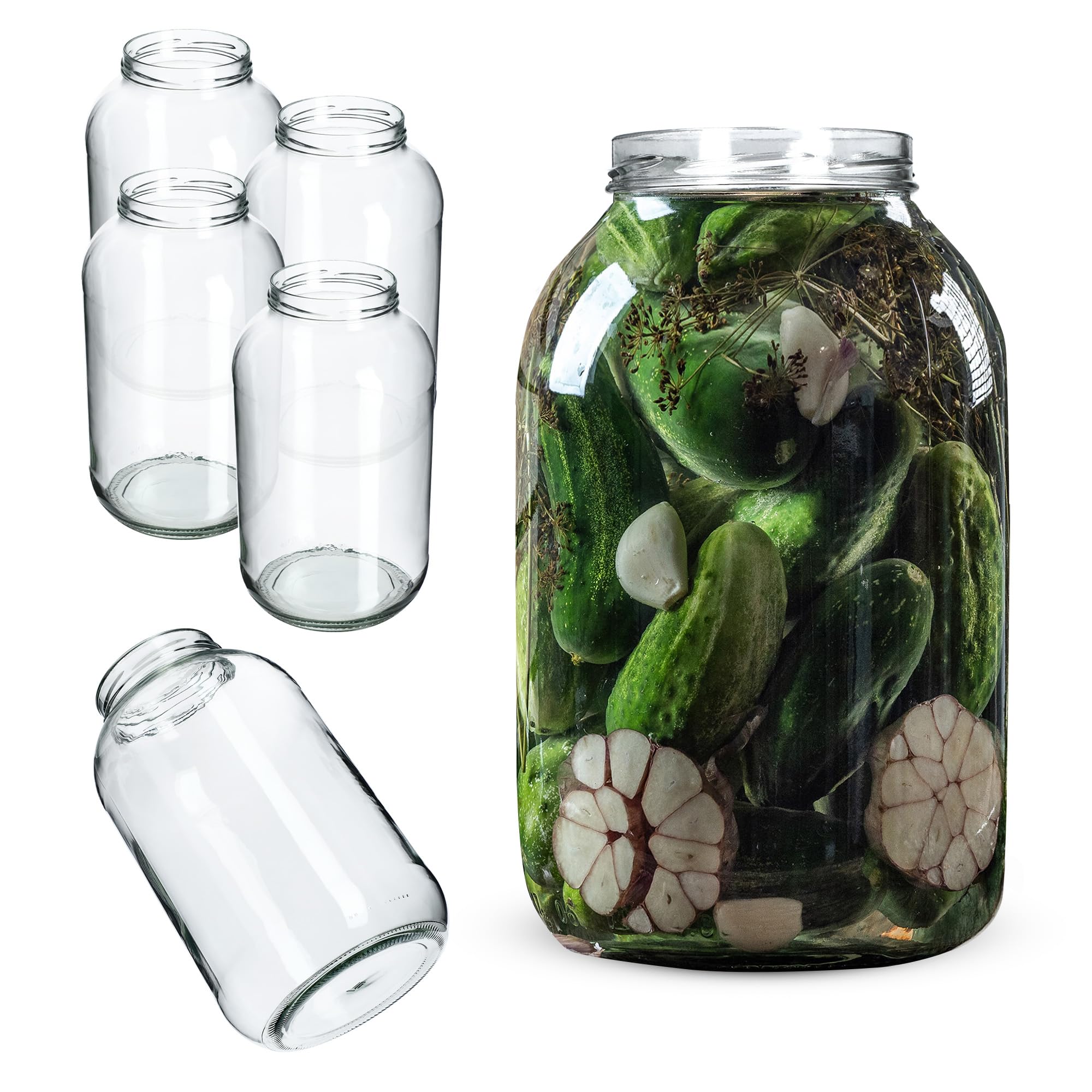 KADAX 4er Set Einmachgläser 4L, Ohne Deckel – Konservengläser für Gurken, Kombucha & Kimchi