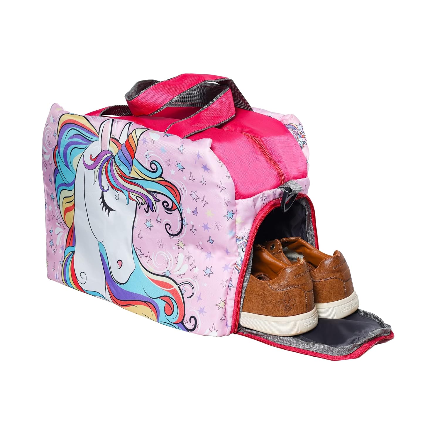 Echo Boomers Pink Unicorn Printed Travel Duffle Bag | Multipurpose Sling Bag with Separate Shoe & Laundry Compartment | Perfect for Kids, Men & Women | Lightweight, Durable, & Stylish Travel Companion 2 817pKSS1ERL. SL1500
