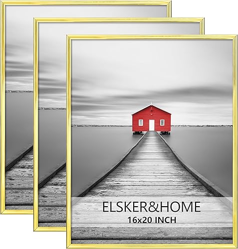 Miniatura 34 de ELSKER&HOME Juego de 3 Marcos para Póster 18x24, Marco de Fotos Blanco para Montaje en Pared Horizontal o Vertical, Resistente y a Prueba de Arañazos
