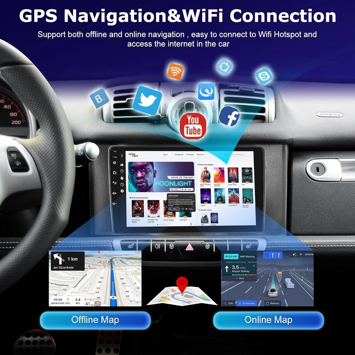 [4+64G] Car Radio for Mercedes Benz Smart Fortwo 2011-2015, 9 inch IPS 1280 * 720P Touchscreen Android Stereo - Wireless Carplay and Android Auto, AI DSP, Customize Homepage,SWC + AHD Backup Camera