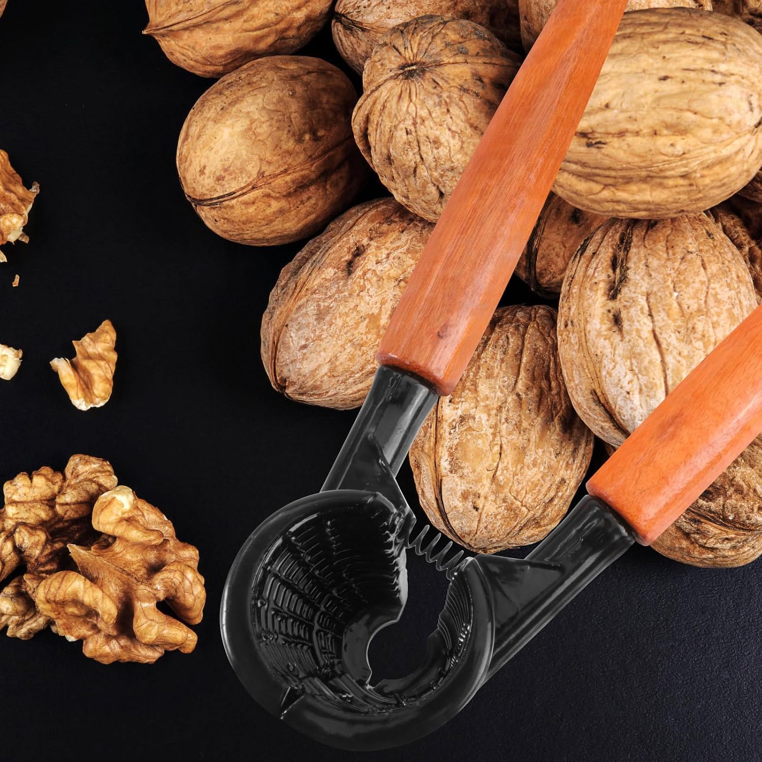 Aluminum Alloy Nut Crackers Wooden Handle for Walnut and Pecan
