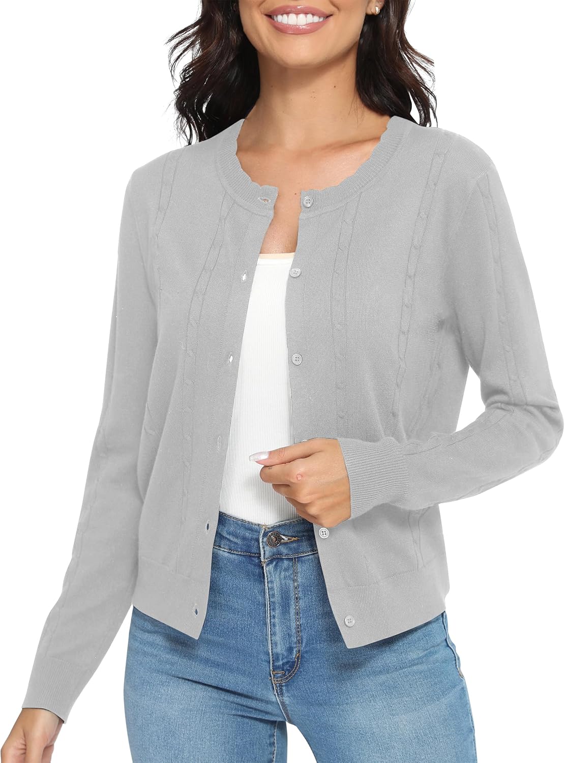 Urban CoCo Women's Crewneck Long Sleeve Cardigan for Kuwait Ubuy