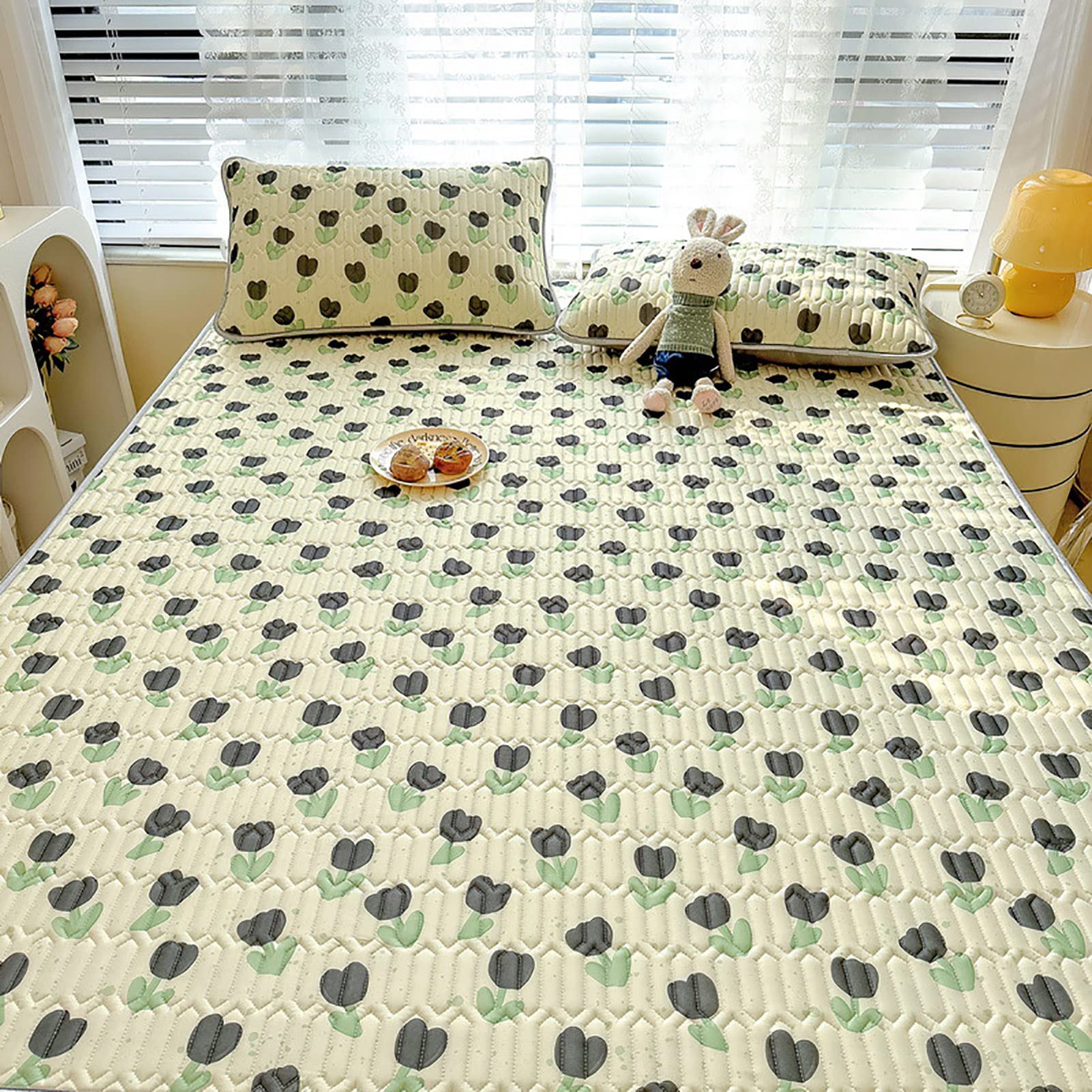 Almohadilla de gel de colchón 180x200cm refrescable con funda de almohada seda hielo