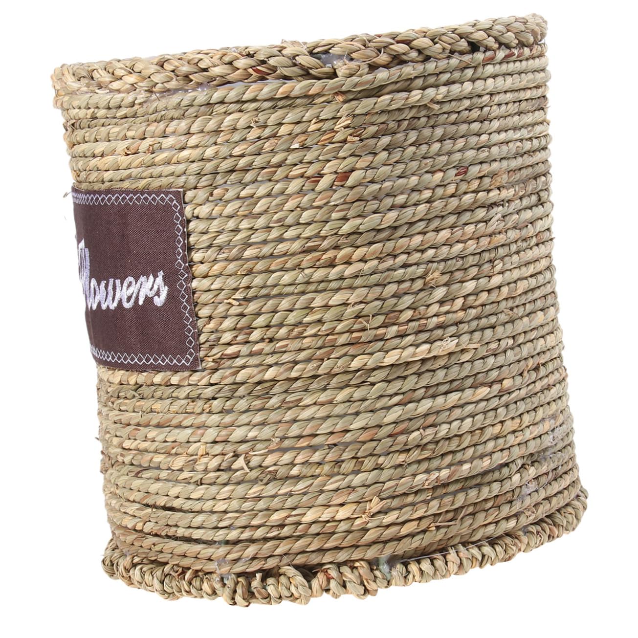 Pot de fleurs tressé en rotin de qualité artisanale et paille naturelle