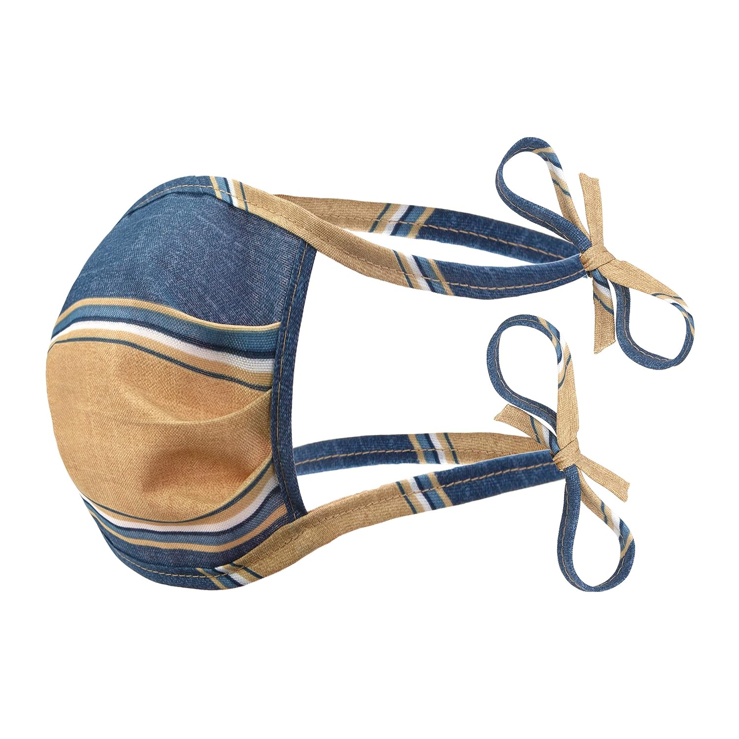 Klear Vu Reusable-Washable Polyester Masks, Blue and Gold Stripes (MASKS386-277T)