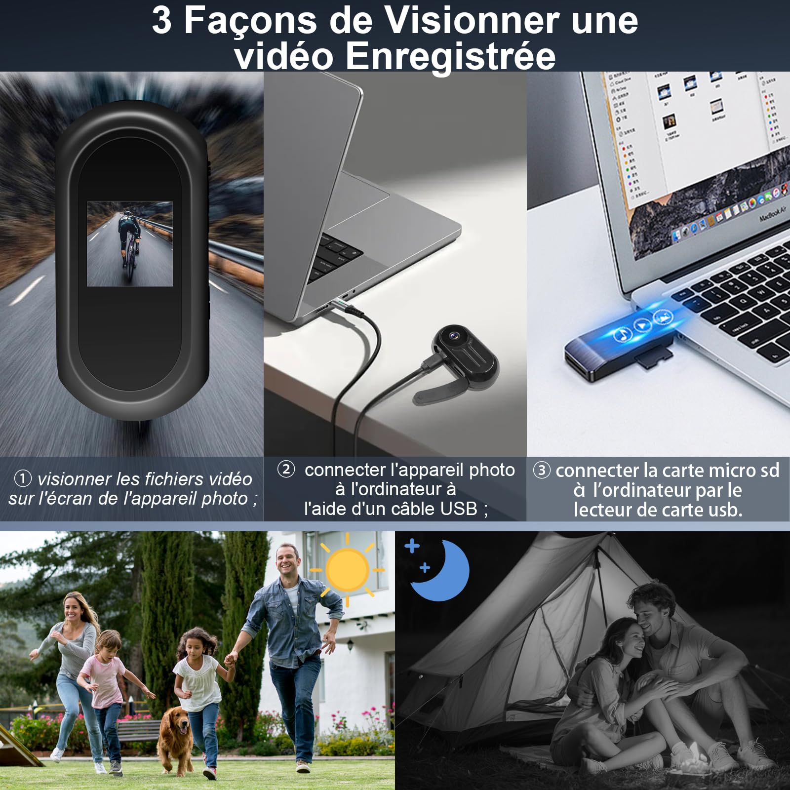 Caméra d'action, Caméra Vidéo d'action Magnétique, Mini Caméra Corporelle