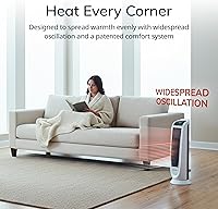 Vista 3 de Lasko Oscillating Digital Ceramic Tower Heater for Home with Overheat Protection, Timer and Remote Control, 22.75 Inches, 1500W, White, 5165, Medium