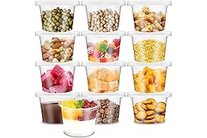 Disposable Plastic Cups with Lids 8 Oz, 50 Pack Clear Plastic Flat...