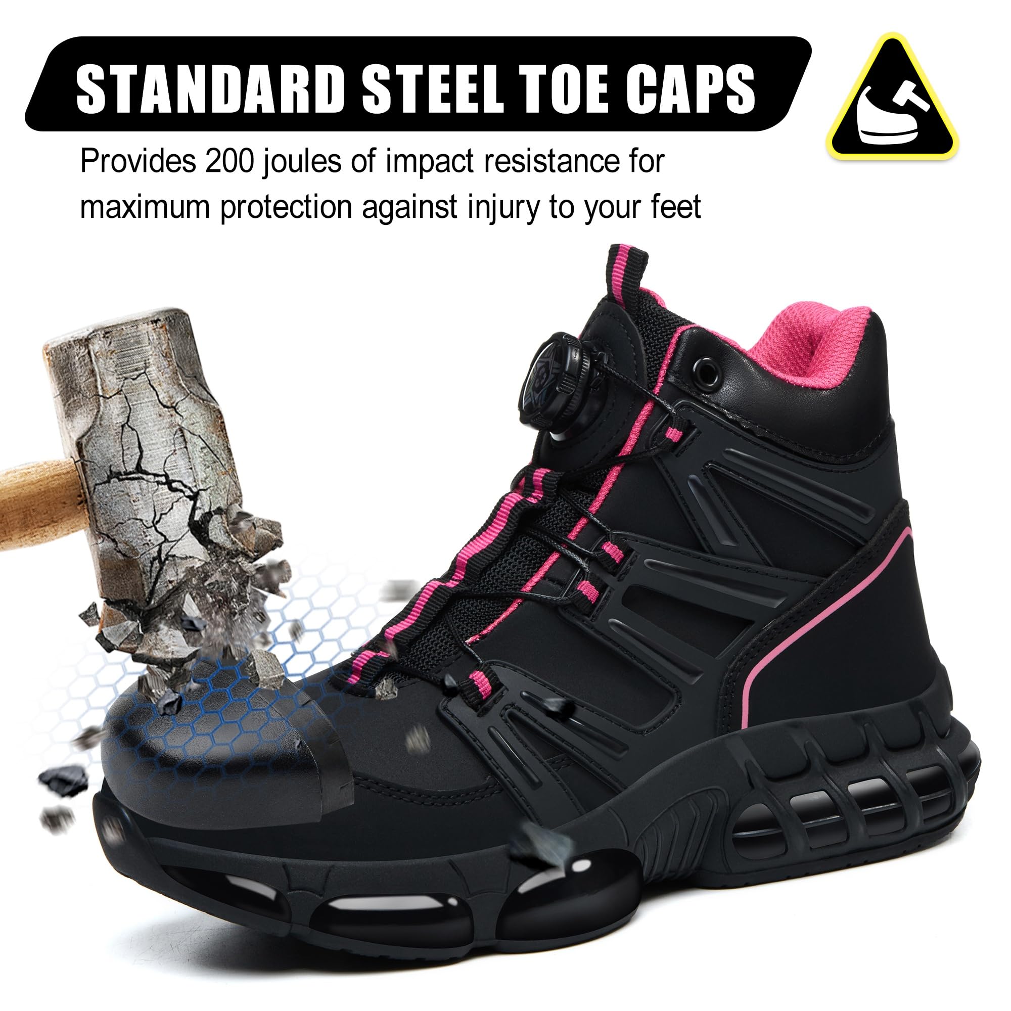 Sicherheitsstiefel Herren Damen Wasserdicht Arbeitsschuhe mit Stahlkappe Sportlich Sicherheitsschuhe Hoch Leicht Stahlkappenschuhe Luftkissen 36-47 EU