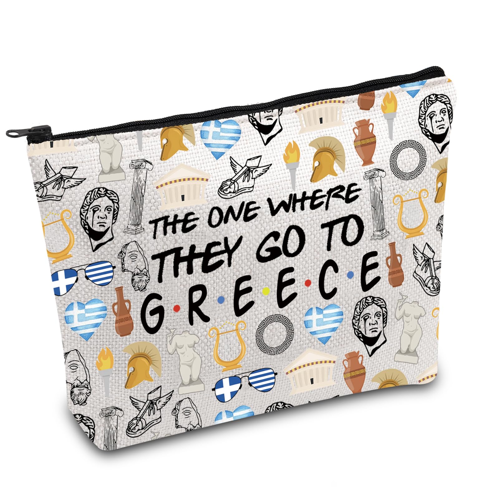 FOTAP Greece Trip Makeup Bag Europe Travel Gift Greece Souvenir Gift Greece Travel Bag Housewarming Gift Welcome Gift (Greece)