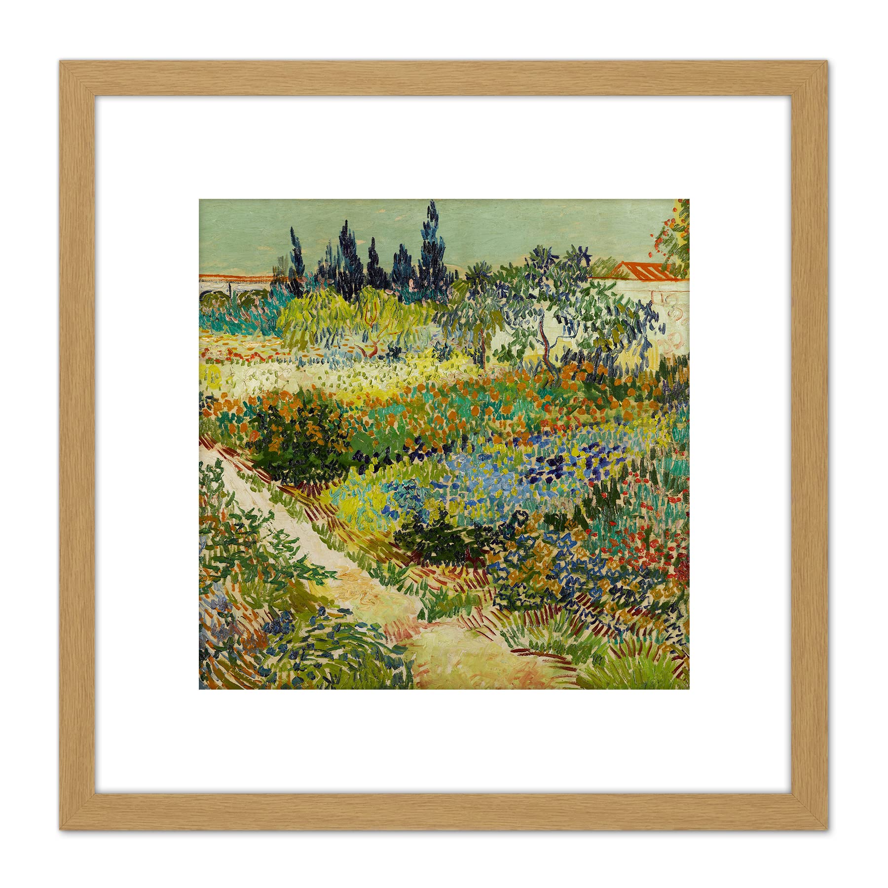 Vincent Van Gogh Garden At Arles Square Framed Wall Art 8X8 In