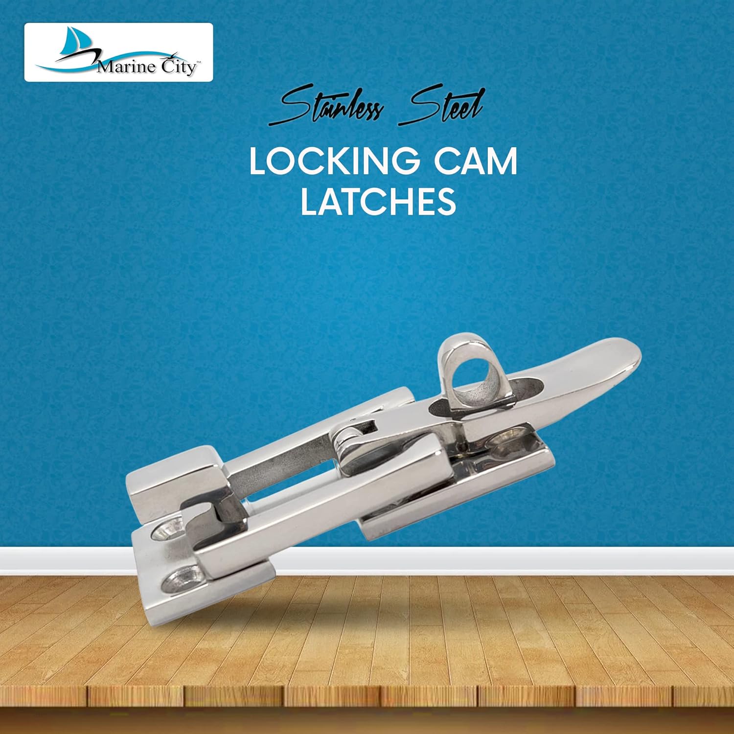 MARINE CITY Clamp Locking Cam Latches, 316 Grade Stainless Steel, Polished Finish, Corrosion-Resistant, 6 Fixing Points, Screw Hole Diameter 0.17 Inches, Ideal for Yachts, Boats