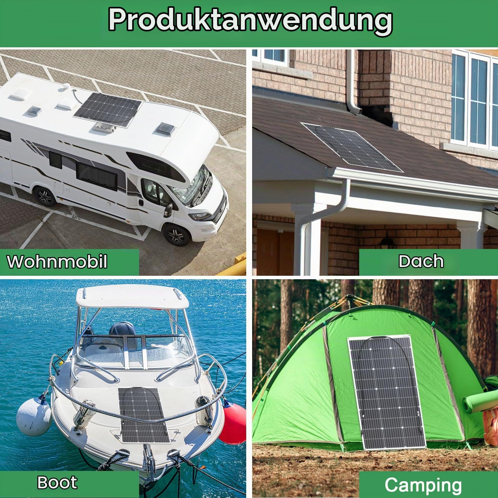 Flexibles Solarmodul 100W Solarpanel Tragbar für Camping Boot Garten