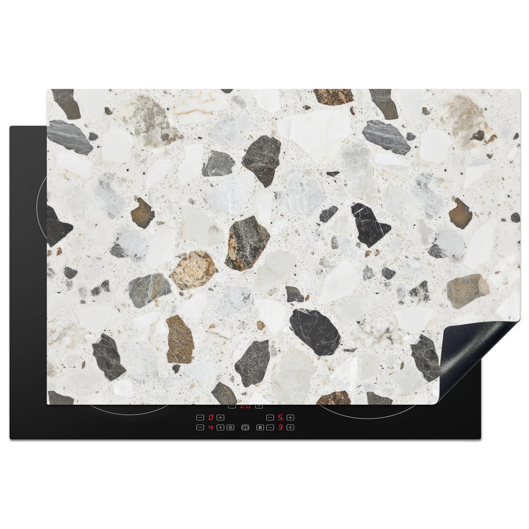 KitchenYeah© Protection Plaque Induction Protege Deco Cuisine Cache Protège | 78x52 cm - De Cuisson Accessoires Marbre - Terrazzo - Décoration - Intérieur
