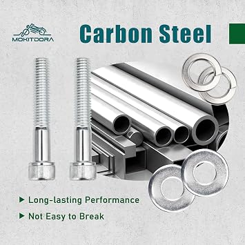 MoKitDora Handlebar Riser Bolts Kit with Washers and Riser Bushing Covers Set 1/2-13 Compatible with Harley Models, Chrome