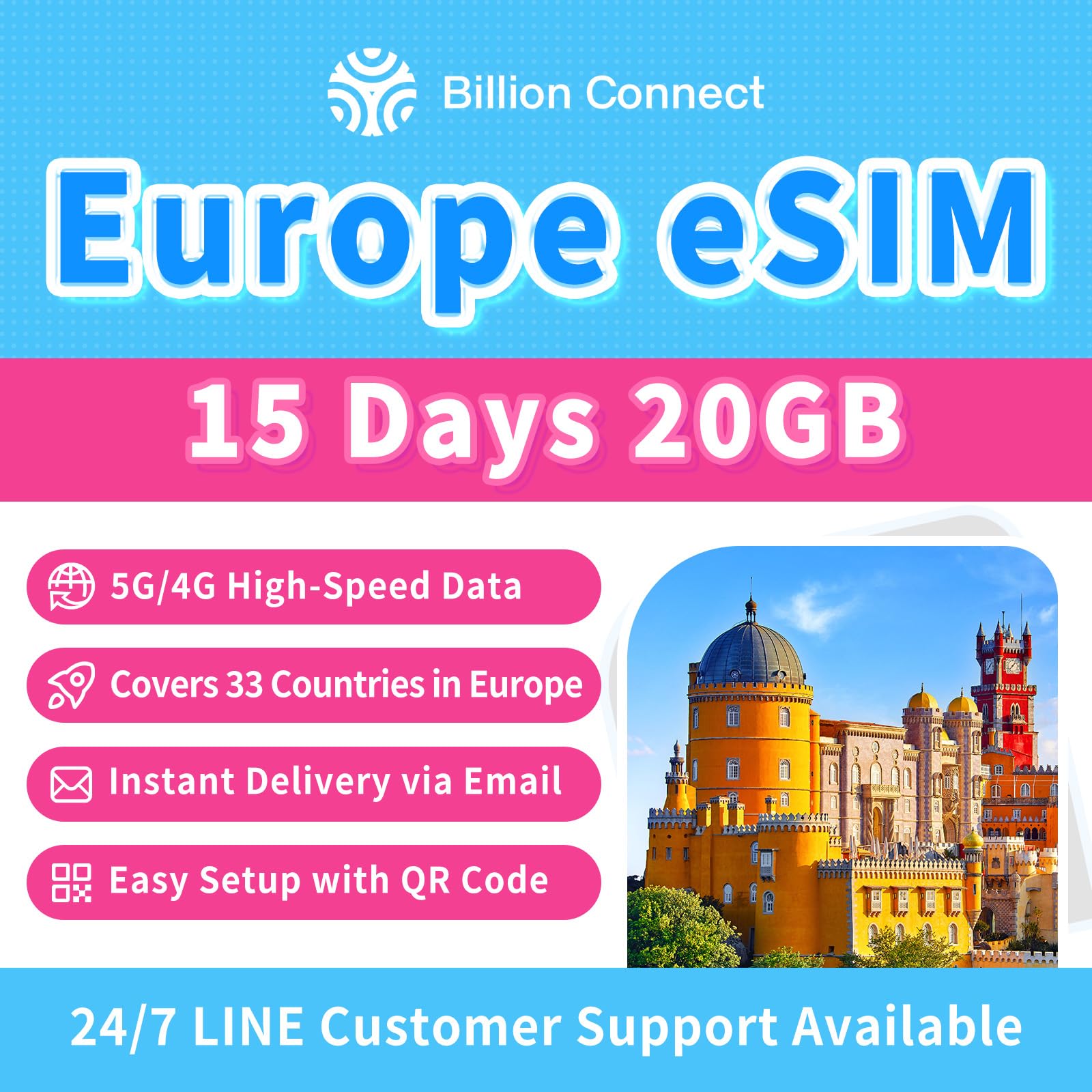 Photo 1 of Europe eSIM 15 Days 20GB | 5G/4G LTE | Hotspot Sharing | Compatible with TikTok, ChatGPT & Google | 33 European Countries | Instant Email Delivery | 365-Day Customer Support (eSIM 15 Days 20GB)