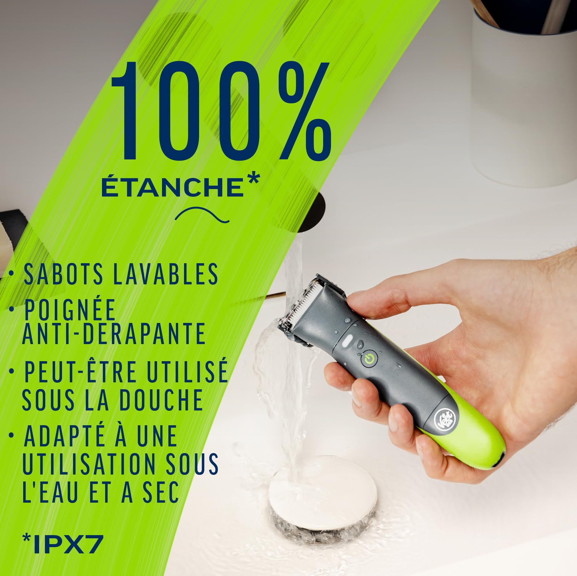 Veet Men Total ProTM* Tondeuse Intime Pour Homme - Rasoir électrique Multi-Usage pour Aine, Barbe et Corps – Chargeur USB – 100% étanche (IP67)