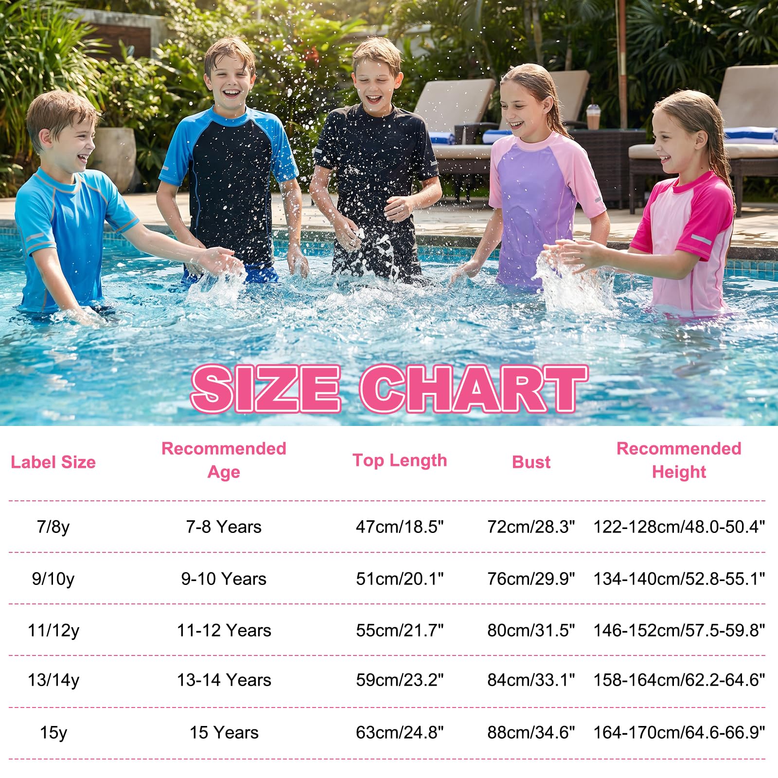 Camiseta de Baño Niños Niñas Protección Solar Manga Corta Camiseta de Natación Rash Guard con Rayas Reflectantes Secado Rápido Rashguard Tops para Natacion Piscina Surf Playa 7-15 Años