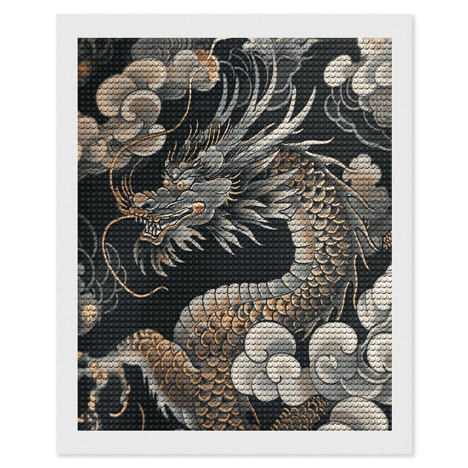 JTREHY Black Oriental Dragon Diamond Art Kits Personalized DIY Round Diamond Painting Kits for Beginner Full Drill Diamonds Dots Paintings for Adults Gem Art Crafts Home Decor