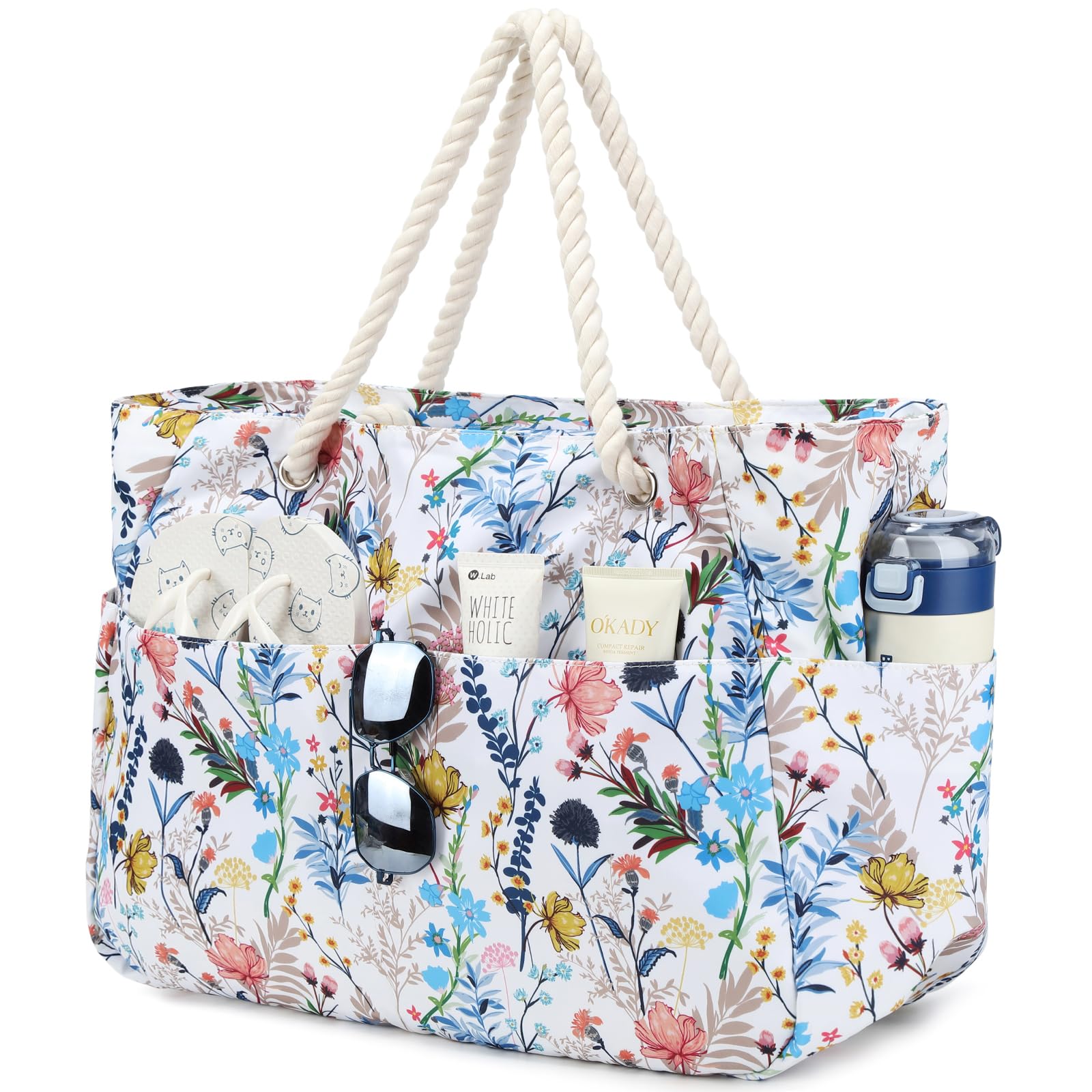 Suweir Borsa Mare Donna Grande XXL Famiglia Borsa da Spiaggia con Cerniera e tasca Impermeabile Borsa da Mare Beach Bag Shopping Borsa Tote Bag per Spiaggia Viaggio Piscina Vacanze