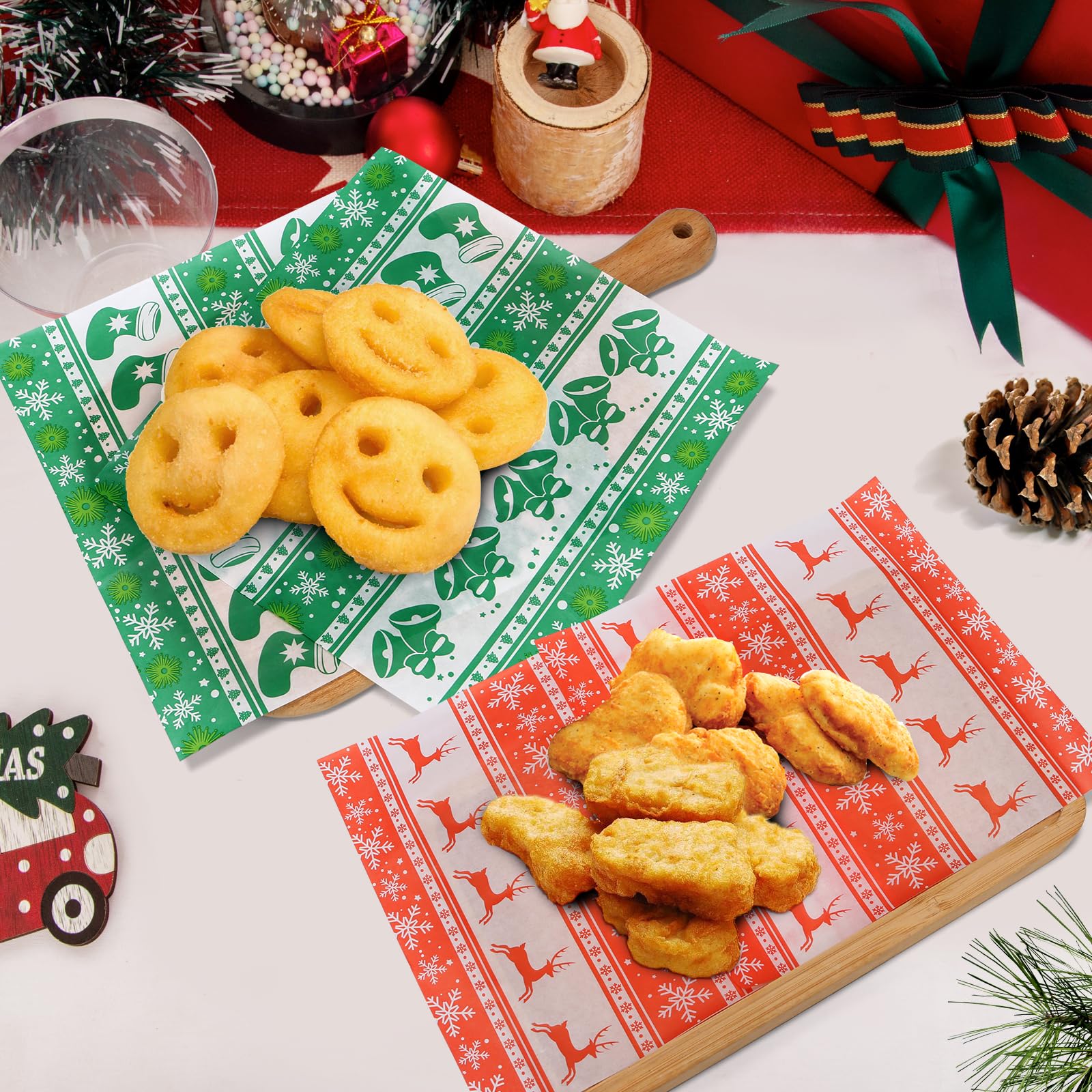 100 PCS Carta da Imballaggio Alimentare, Carta Oleata per Alimenti, Fogli Carta Alimentare, 18 x 18 CM Fogli di Carta Oleata per Panini, Burger, Patatine Fritte, Pollo Fritto, Bread