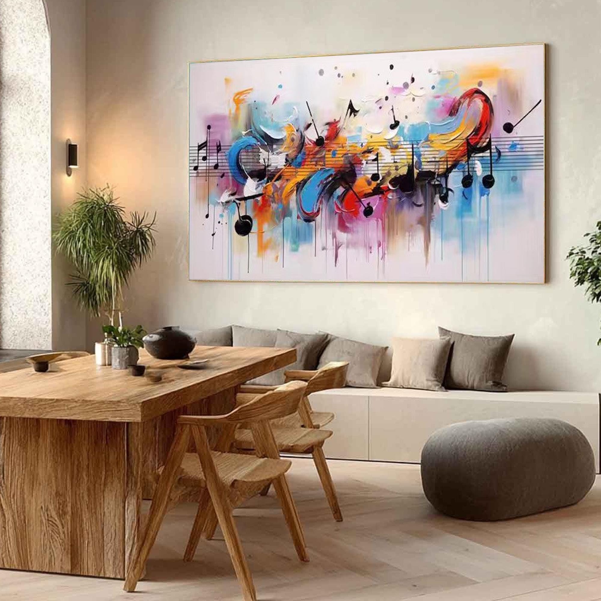 TONGYINLI Large Abstract Music Painting, Colorful Canvas Wall Art, Vintage Aesthetic Posters, for Living Room, Home Wall Decor(70x110cm/Frameless)