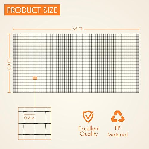 Miniatura 2 de Gardzen Red antipájaros de 6.8 pies x 65 pies, red para estanque con 50 bridas para cables, protege tu jardín, verduras, frutas y estanques