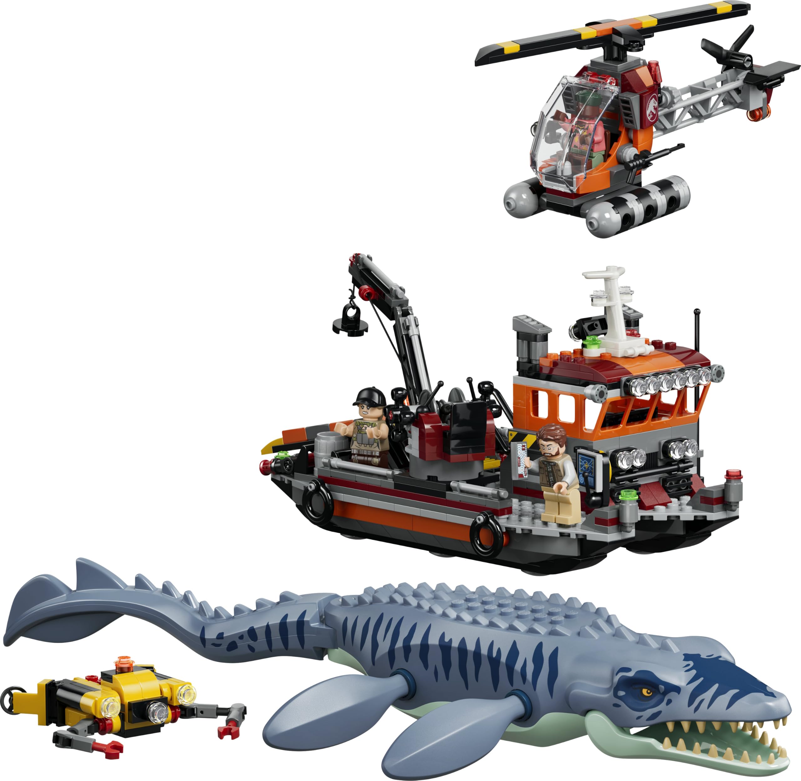 LEGO Jurassic World Mosasaurier-Angriff auf das Boot - Bauspielzeug - Spielset für Rollenspiele mit 3 Minifiguren und Einer Dino-Figur - Geschenkidee für Kinder ab 7 Jahren - 77983