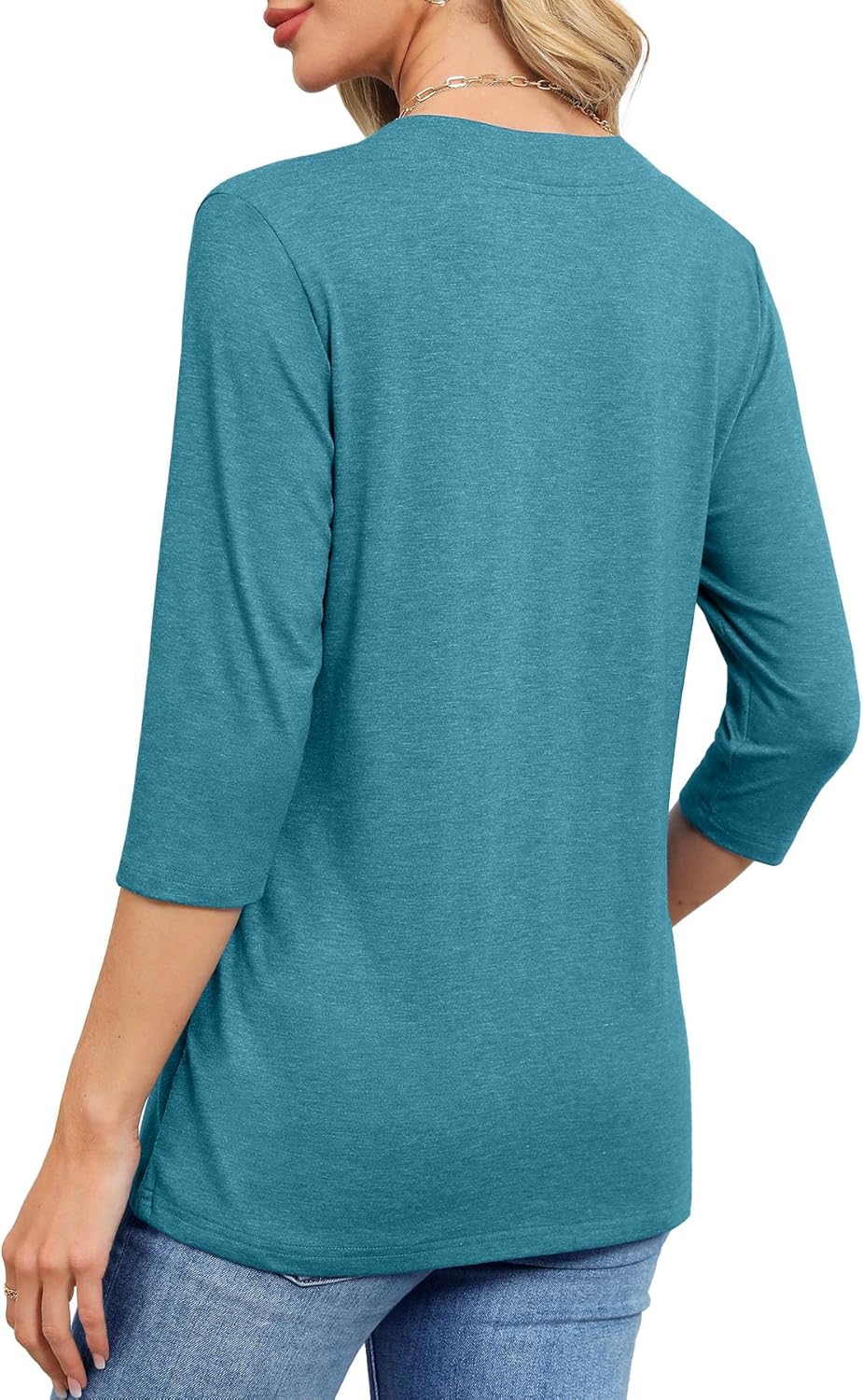 JomeDesign Womens Tops 3/4 Length Sleeve Summer V Neck Shirts Casual Tunic Tops 2025 - Image 3