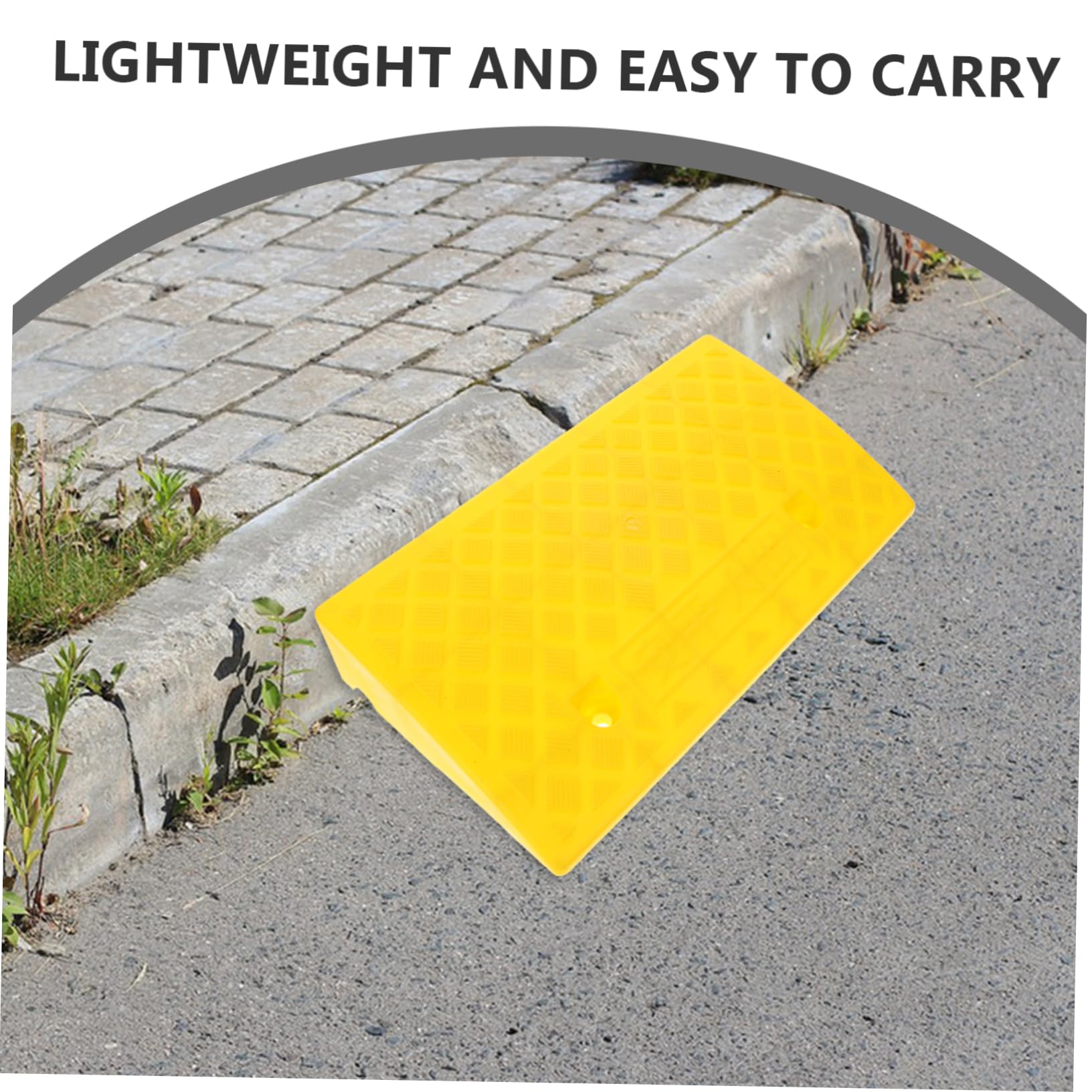 Rampa De Bordillo De Plástico Antideslizante Portátil 50x27x9 Cm Amarilla para Coches y Escaleras Uso Exterior Versátil Movilidad y Acceso Seguro