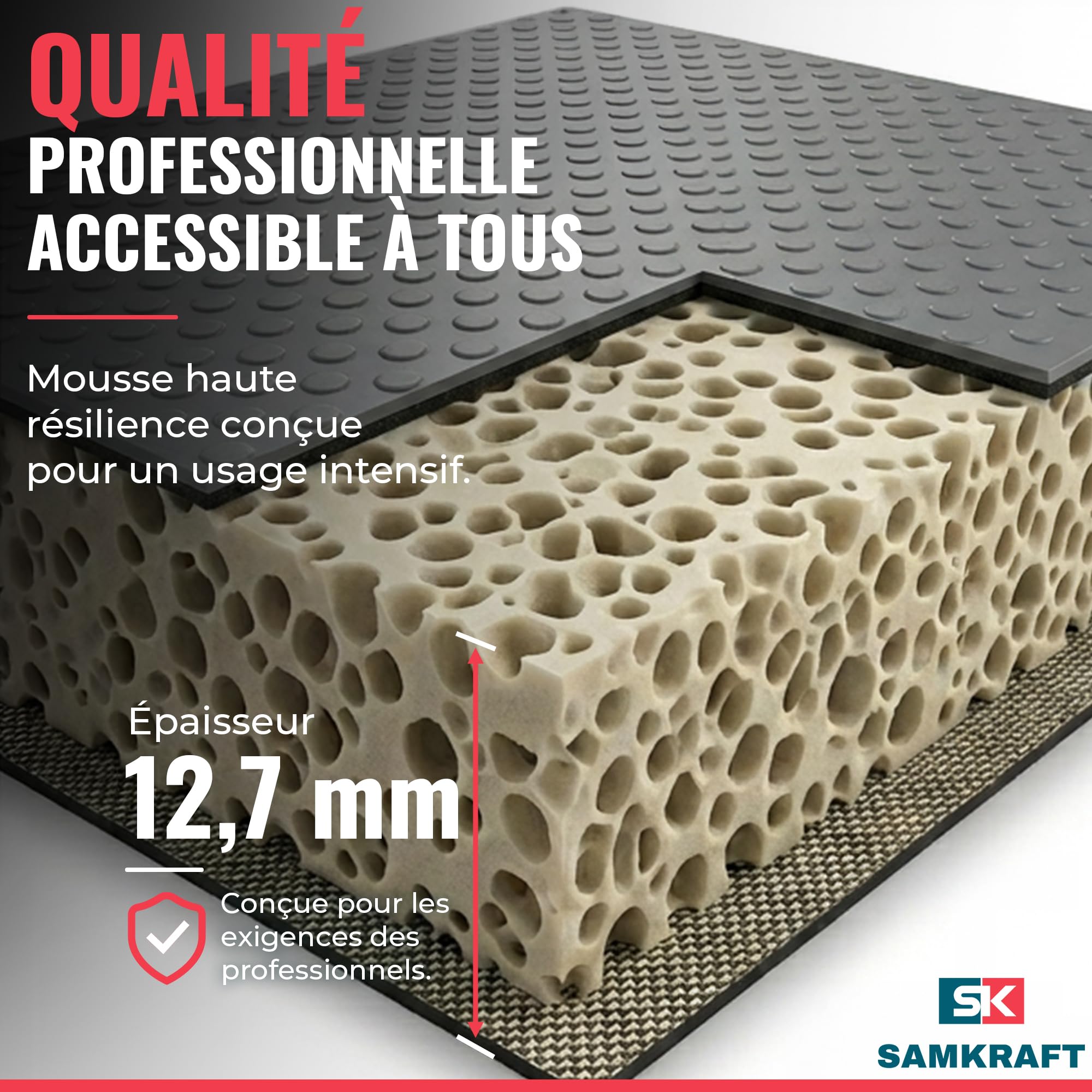 Tapis Anti Fatigue Travail Debout W2 60x91cm 13mm - Tapis Industriel Ergonomique Antidérapant en Mousse Haute Densité jusqu'à 8h - Bureau Atelier Caisse Poste de Travail Sol Sec - Gris
