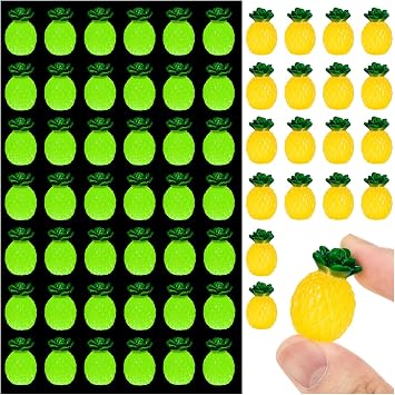 60Pcs Mini Resin Pineapple, Artificial Tiny Figurines, Glow in The Dark Fake Decor for Party Fruit Bowl Home Kitchen Photography Props