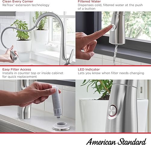 Miniatura 3 de American Standard 4902330.075 Saybrook - Grifo de cocina filtrado de doble rociado en acero inoxidable