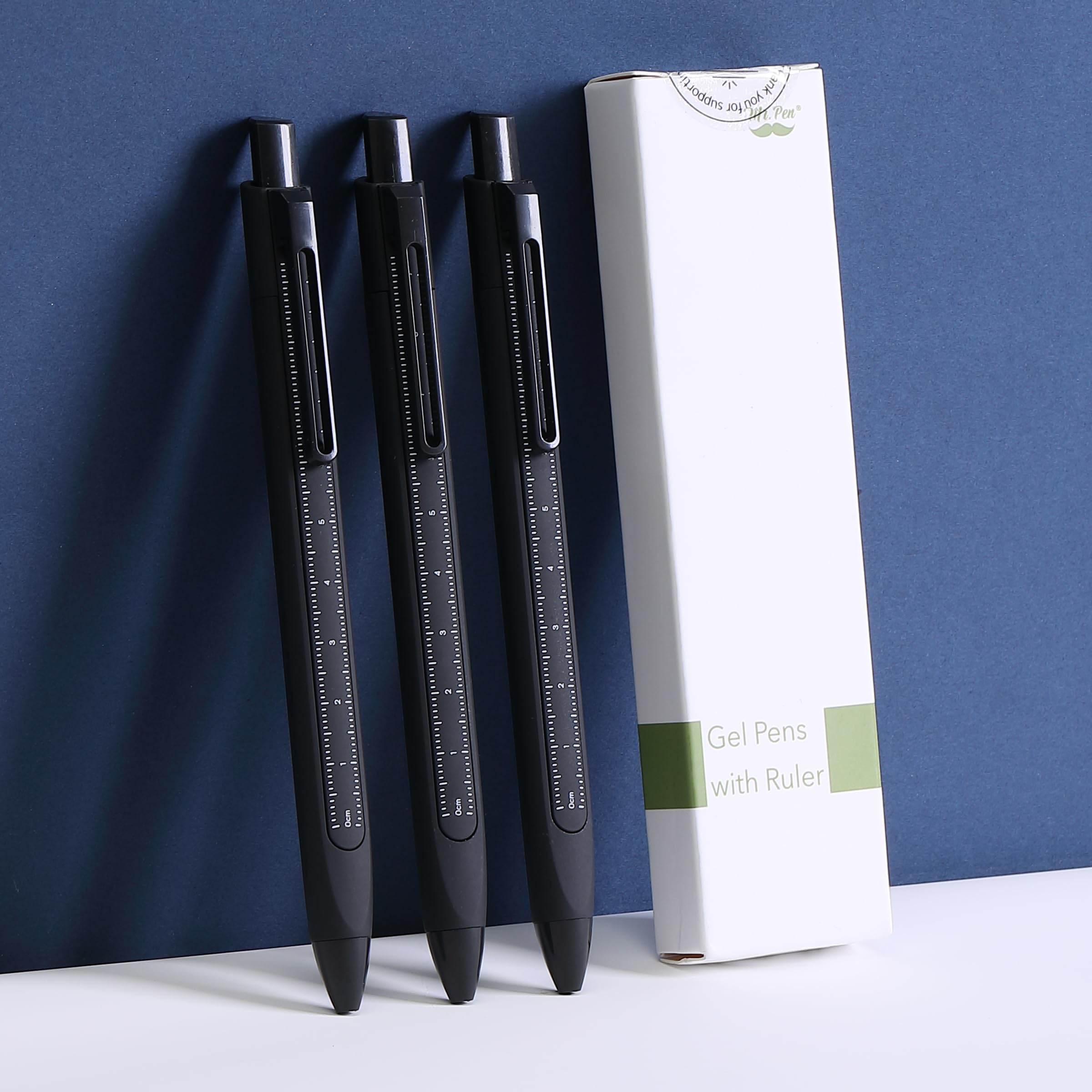 Mr Pen- Retractable Gel Pens With Ruler 3 Pack Black Ink Fine Point 0 5mm Aesthetic for Journaling — view 8