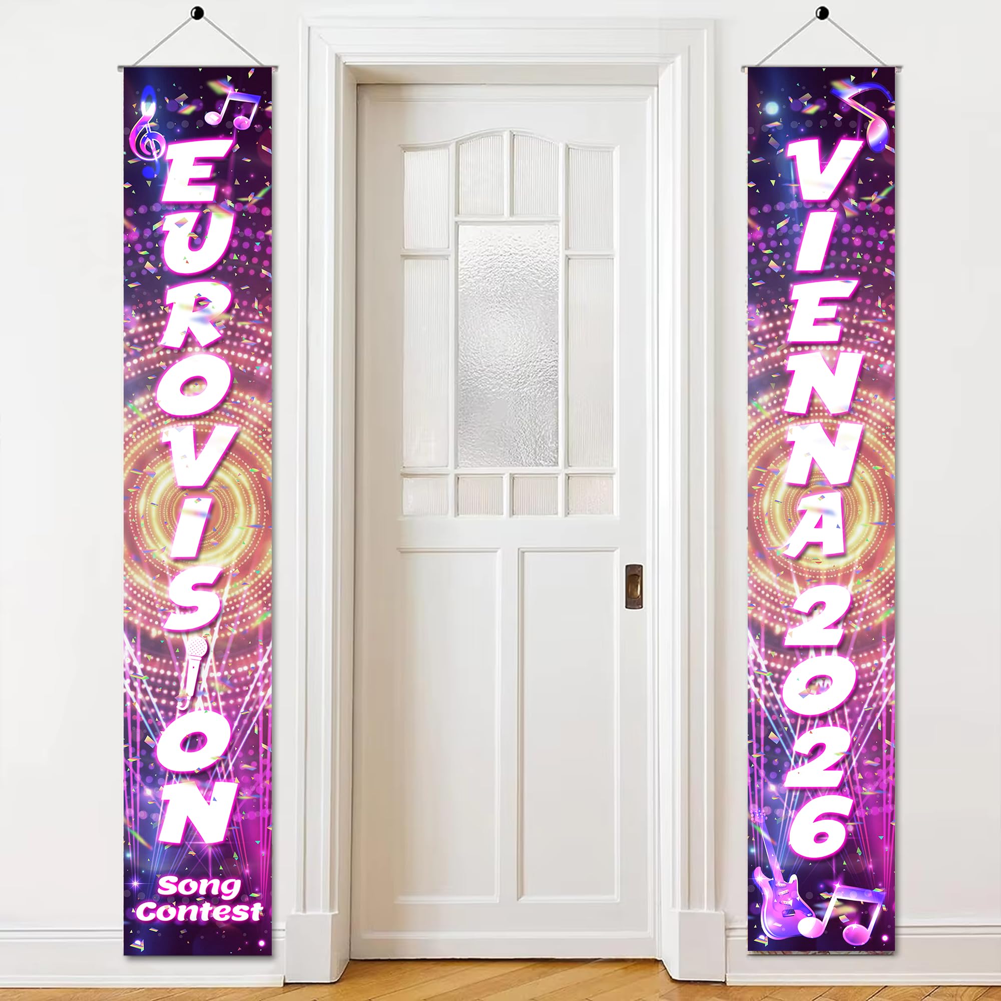 Eurovision 2026 Party Decorations Banner - Fabric Door Banner European Background Door Signs, Contest Party Bar Club Garden and Street Decorations