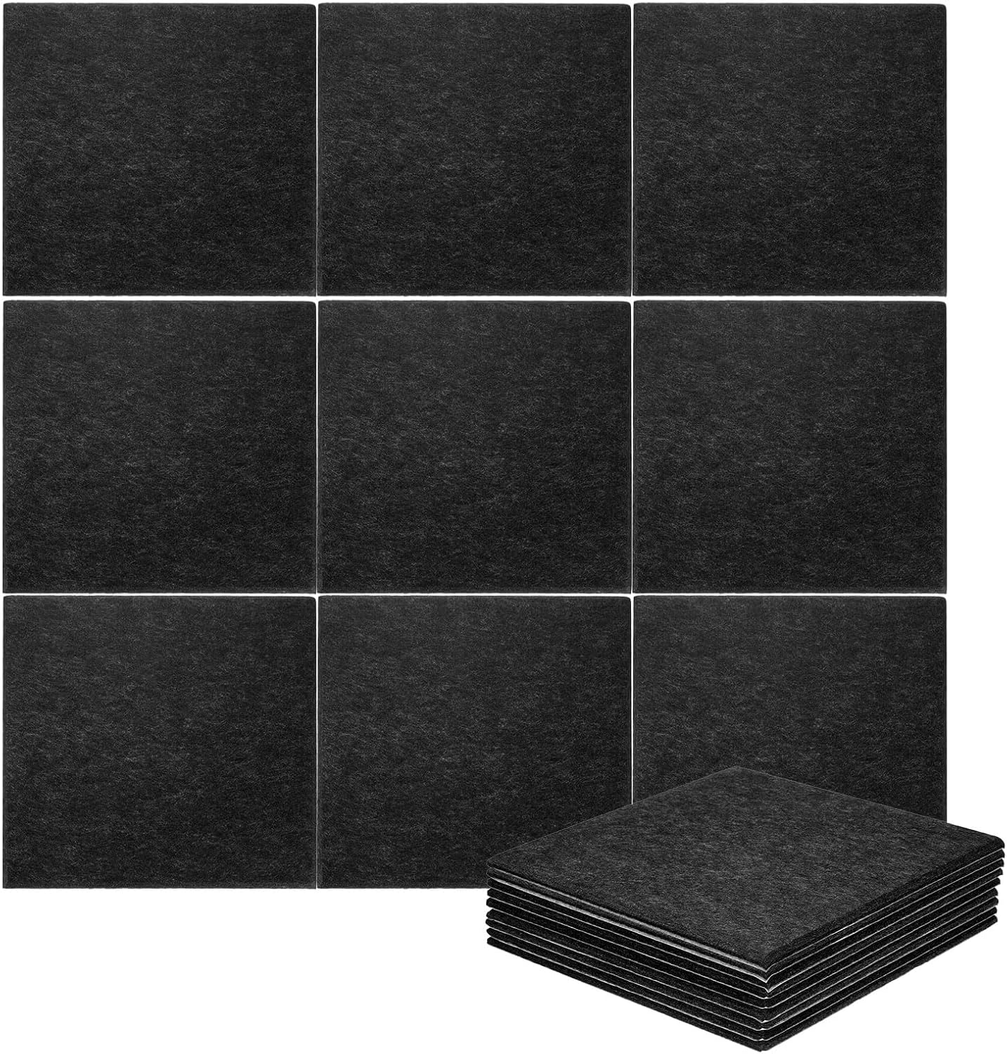 HARFINGTON 18pcs Acoustic Panels 11.8" x 11.8" x 0.3" Square Self Adhesive Sound Proof Wall Panels High Density Sound Deadening Foam Panel for Home Office Recording Room Studio, Black