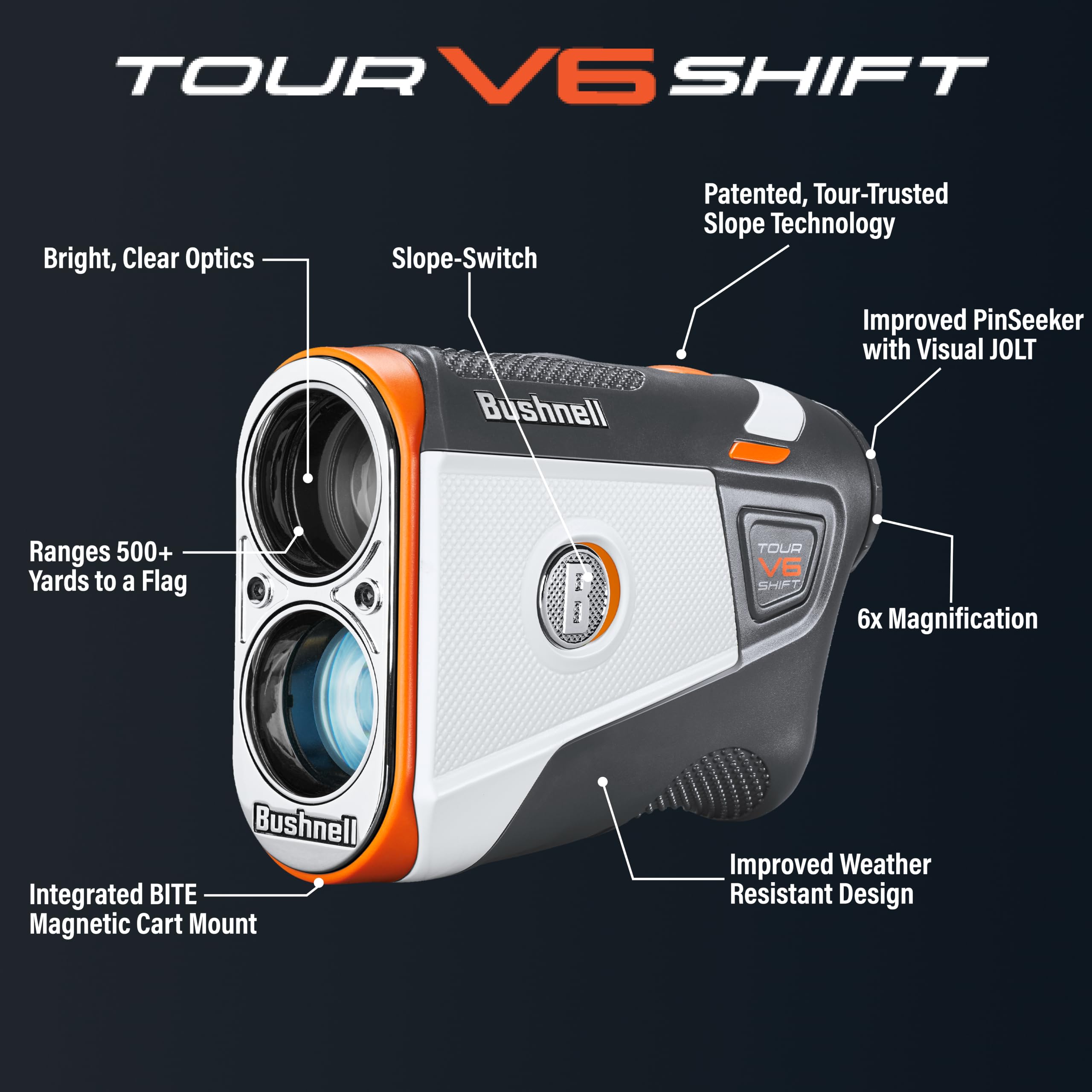 Bushnell Tour V6 Shift - Telémetro láser de Golf Rangefinder 202321, Estándar, Rojo