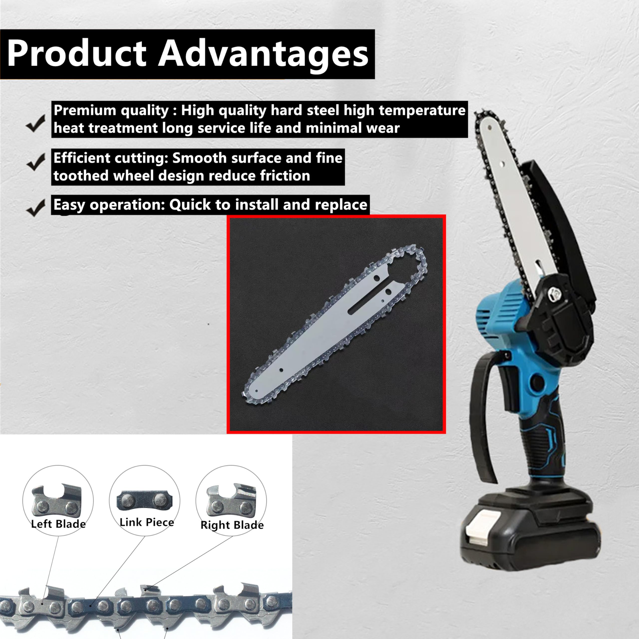 2 Piastre Guida 6 Pollici (18,5 Cm) Per Motosega Mini 21V-48V, Acciaio Temperato, Resistente All'Usura, Ricambio Per Giardinaggio E Fai-da-Te