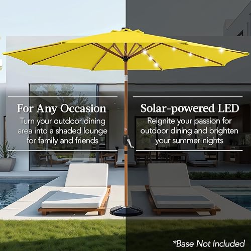 Vista 302 de Best Choice Products - Sombrilla solar de 7.5 pies para exteriores, patio, mesa, mercado, terraza, piscina con inclinación, manivela, luces LED