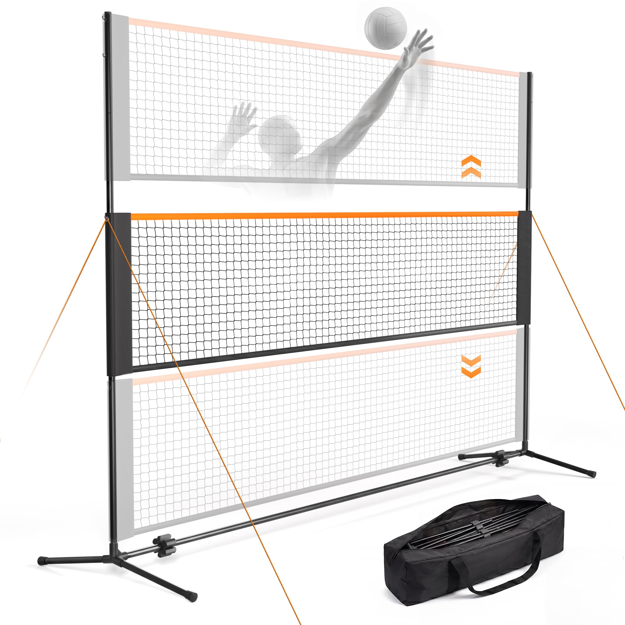 Filet de Badminton Portable pour l'intérieur et l'extérieur - Réglable en Hauteur sur 4 Positions - pour Tennis, Football, Tennis, Pickleball, Volley-Ball, Badminton - Facile à Installer