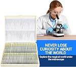 100 Prepared Microscope Slides with Specimens for Kids Adults - Bacterium, Fungus, Human Tissues, Mitosis, Plants, Insects, Animals Cells Samples for Biological Science Lab, School Students